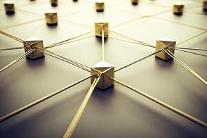 Connected golden cubes photo
