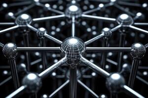 Complex metallic network of interconnected spheres photo