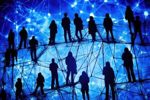 Silhouettes of people on a network photo