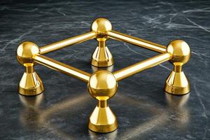 Gold geometric structure on dark surface photo