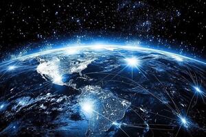 The earth with network connections and stars elements of this image are furnished by nasa photo