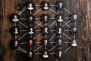 Network of diverse people connected photo
