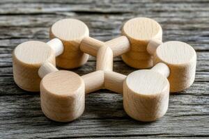 Wooden puzzle in hexagonal shape photo