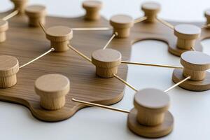 Wooden network connections photo