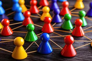 Diverse network of interconnected figures photo