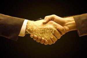 Digital handshake, connecting two people photo
