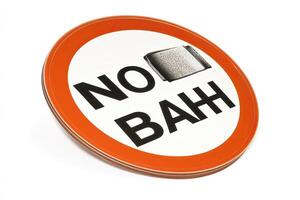 A no bah sign on a white background photo