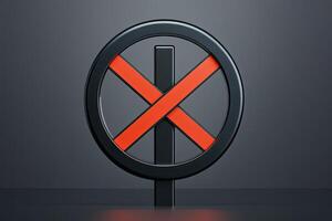 Prohibited symbol, circular, black, red X photo