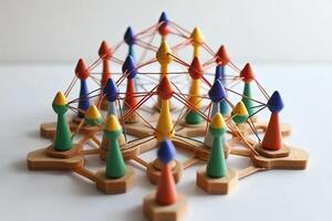 A wooden toy with many colorful wooden pieces photo