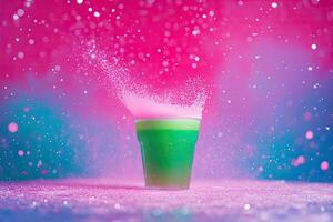 Vibrant green drink exploding in a vibrant explosion of color photo