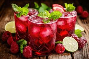 Refreshing raspberry cocktails photo