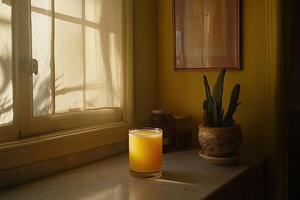 Golden Sunlight Bathes a Glass of Juice photo