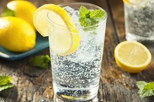 Refreshing lemon-flavored sparkling water photo