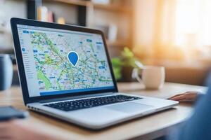 Tracking location on a laptop photo