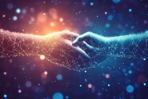 Digital handshake, connection, and collaboration photo