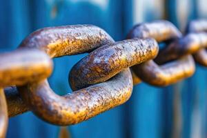 Rusted chain links close-up photo