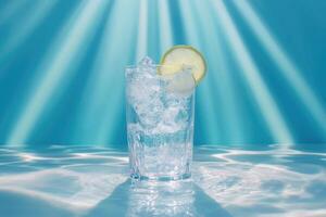 Refreshing, icy beverage in a glass photo