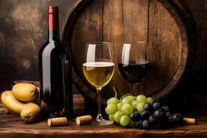 Still life with wine and grapes photo