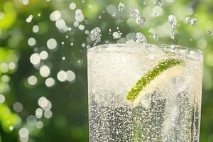 Refreshing lime soda drink photo