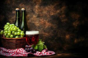 Still life of wine and grapes photo