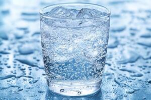 Refreshing sparkling water with ice photo