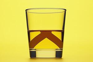 Empty shot glass, liquid inside photo