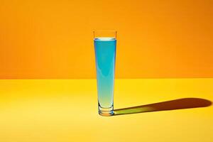Bright blue drink in tall glass photo