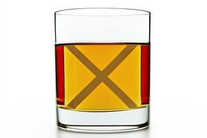 Whiskey in a rocks glass with an X photo