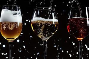 Sparkling drinks in glasses photo