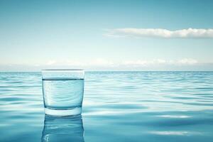 Tranquil glass of water on serene ocean photo