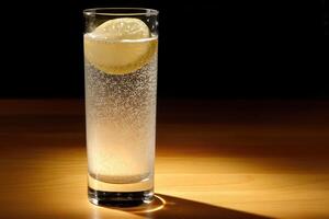 Refreshing lime soda in a tall glass photo