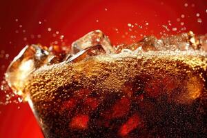 Refreshing cola with ice photo