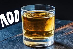 Golden drink in a glass tumbler photo