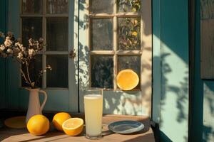 Citrusy refreshment by the window photo