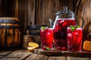 Refreshing raspberry iced tea photo