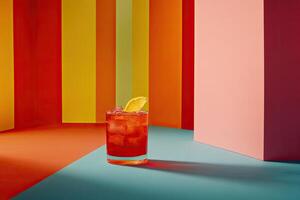 Vibrant cocktail in a geometric setting photo