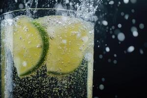 Sparkling lime drink with splash photo