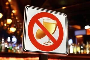 No Alcohol Allowed Sign in a Bar photo