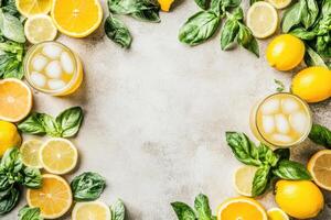 Fresh citrus and basil drinks photo