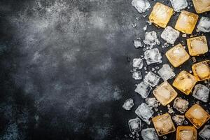 Ice cubes on dark surface photo