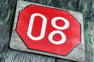 Stop sign with zero eight photo