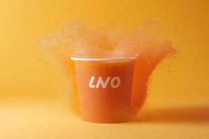 Orange drink explodes in a vibrant display photo