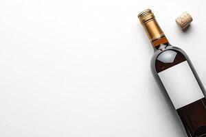 Red wine bottle on white background photo