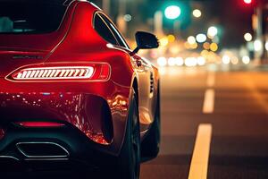 Red sports car at night photo