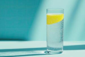 Refreshing citrus drink in glass photo