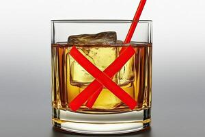 A glass of whiskey with a red x on it photo