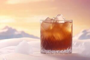Frozen cocktail on a snowy mountain peak photo