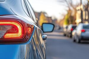 Close-up of a car's taillights photo
