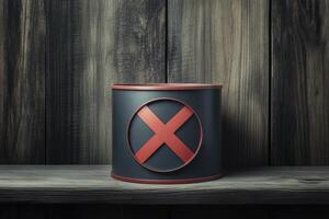 Dark cylinder with red cross photo