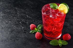 Refreshing raspberry lime drink photo